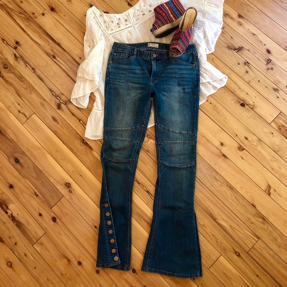 Free People Denim - Free People Skylar Flare Button Leg Jeans
